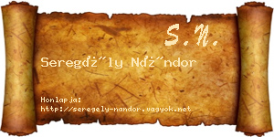 Seregély Nándor névjegykártya
